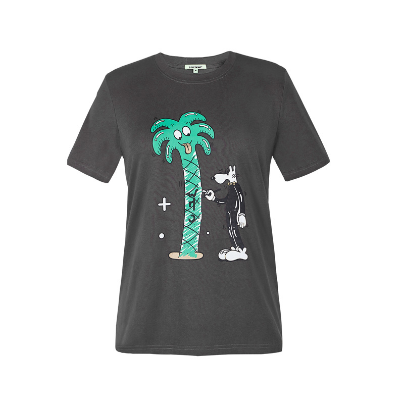 椰子树涂鸦纯棉短袖t恤